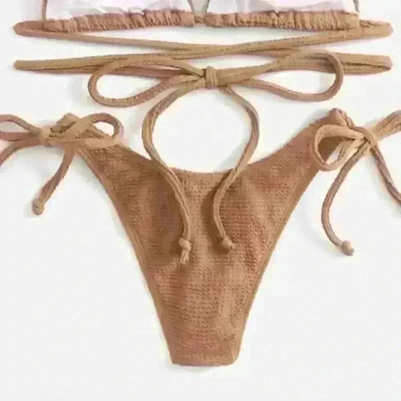 NWT Textured Triangle Wrap Around Tie Bikini SET - Picture 9 of 16